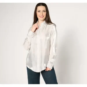 by Stacy London Metallic Foundation Button Front Shirt - a world of fashionable women's clothing, including a wide selection of dresses and trendy accessories.> Hat
