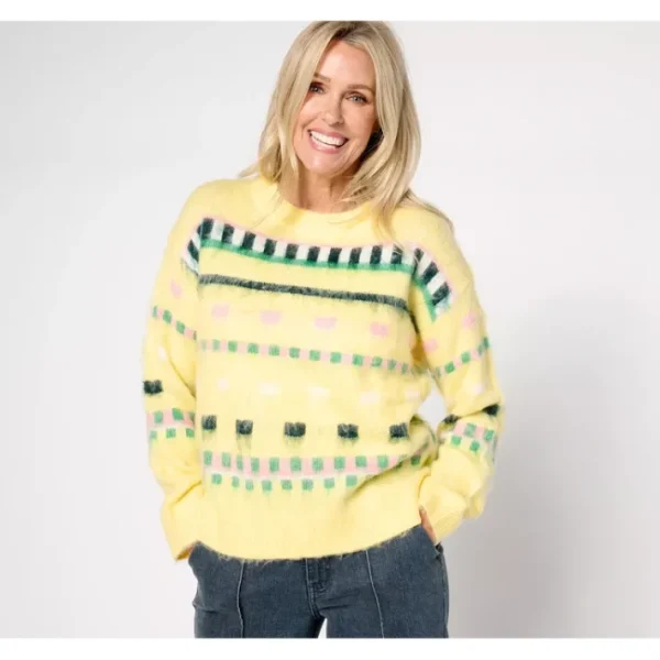 Shop All<by Stacy London Patterned Crew Neck Cozy Sweater - a world of fashionable women's clothing, including a wide selection of dresses and trendy accessories.