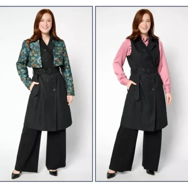 Shop All<by Stacy London Petite Trench with Removable Jacket- Floral - a world of fashionable women's clothing, including a wide selection of dresses and trendy accessories.