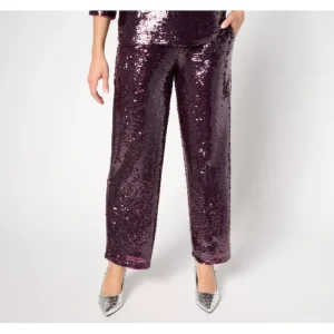 Fashion<by Stacy London Regular Sequin Ankle Pant Wide Leg Pant - a world of fashionable women's clothing, including a wide selection of dresses and trendy accessories.