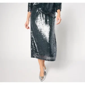 by Stacy London Regular Sequin Pull On Midi Skirt - a world of fashionable women's clothing, including a wide selection of dresses and trendy accessories.> Hat