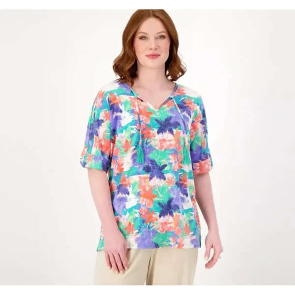 Fashion<By The Beach Split Neck Gauze Top - a world of fashionable women's clothing, including a wide selection of dresses and trendy accessories.