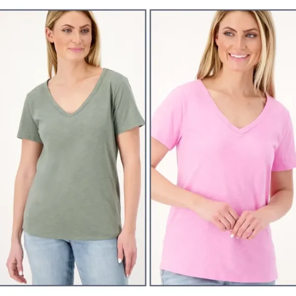 Shop All<Candace Cameron Bure Breezy Cotton Set of Two V-Neck Tops - a world of fashionable women's clothing, including a wide selection of dresses and trendy accessories.