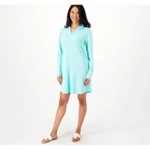 Dresses<Candace Cameron Bure Collared Y-Neck Shirt Dress - a world of fashionable women's clothing, including a wide selection of dresses and trendy accessories.