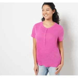Dresses<Candace Cameron Bure Linen Blend Henley Tee - a world of fashionable women's clothing, including a wide selection of dresses and trendy accessories.