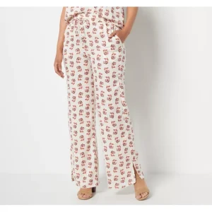 Fashion<Candace Cameron Bure Petite Printed Wide-Leg Pants with Side Slits - a world of fashionable women's clothing, including a wide selection of dresses and trendy accessories.