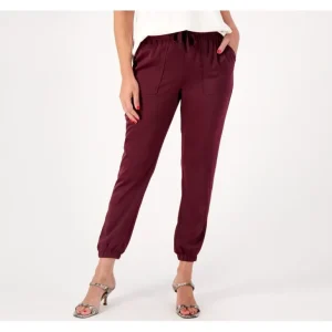 Candace Cameron Bure Petite Satin Joggers - a world of fashionable women's clothing, including a wide selection of dresses and trendy accessories.> Hat
