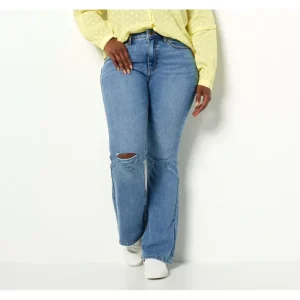 Fashion<Candace Cameron Bure Regular Destructed Flare Jeans - a world of fashionable women's clothing, including a wide selection of dresses and trendy accessories.