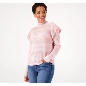 Candace Cameron Bure Ruffle Shoulder Mock-Neck Sweater - a world of fashionable women's clothing, including a wide selection of dresses and trendy accessories.> Hat
