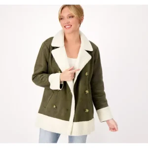 Candace Cameron Bure Sherpa Lined Faux Suede Peacoat - a world of fashionable women's clothing, including a wide selection of dresses and trendy accessories.> Coats