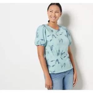 Candace Cameron Bure Tie Dye French Terry Top with Poplin Sleeve - a world of fashionable women's clothing, including a wide selection of dresses and trendy accessories.> Hat