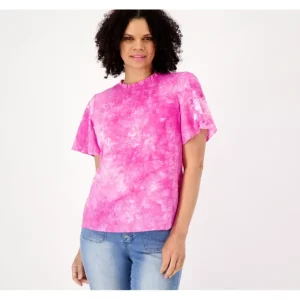 Candace Cameron Bure Tie-Dye Embroidered Blouse - a world of fashionable women's clothing, including a wide selection of dresses and trendy accessories.> Hat