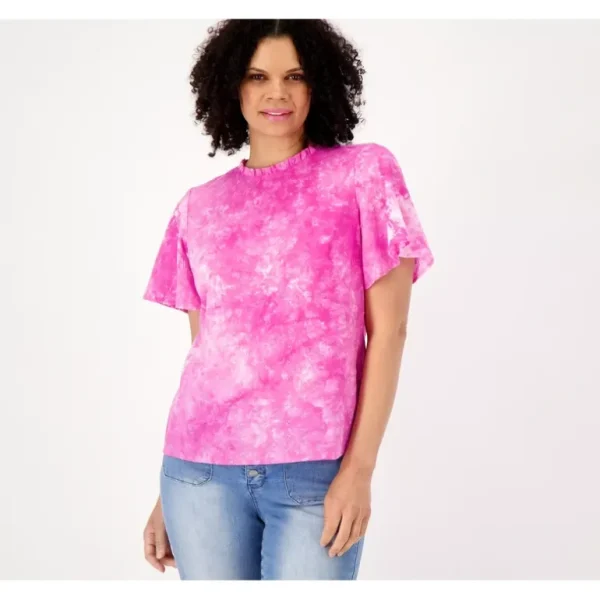 Candace Cameron Bure Tie-Dye Embroidered Blouse - a world of fashionable women's clothing, including a wide selection of dresses and trendy accessories.> Hat