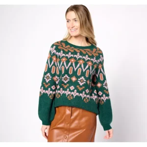 Fashion<Canyon Retreat Balloon Sleeve Fair Isle Sweater - a world of fashionable women's clothing, including a wide selection of dresses and trendy accessories.