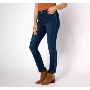 Fashion<Canyon Retreat Easy Stretch Braided Straight Jean - a world of fashionable women's clothing, including a wide selection of dresses and trendy accessories.