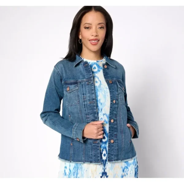 Canyon Retreat Easy Stretch Fray Hem Detail Denim Jacket - a world of fashionable women's clothing, including a wide selection of dresses and trendy accessories.> Hat