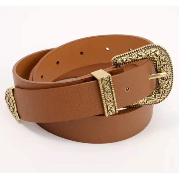 Shop All<Canyon Retreat Faux Leather Belt w/ Buckle - a world of fashionable women's clothing, including a wide selection of dresses and trendy accessories.