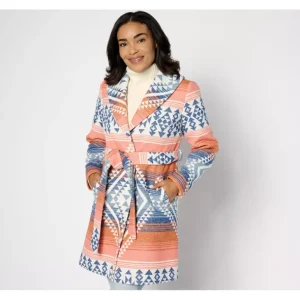 Canyon Retreat Jacquard Coat with Self Belt - a world of fashionable women's clothing, including a wide selection of dresses and trendy accessories.> Coats