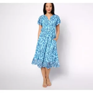 Dresses<Canyon Retreat Mesh Raglan Flutter Sleeve Midi Dress - a world of fashionable women's clothing, including a wide selection of dresses and trendy accessories.