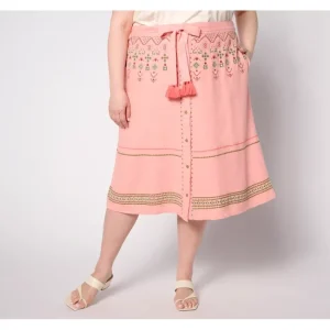 Fashion<Canyon Retreat Oasis Embroidered Linen Skirt - a world of fashionable women's clothing, including a wide selection of dresses and trendy accessories.