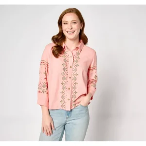 Fashion<Canyon Retreat Oasis Embroidered Linen Top - a world of fashionable women's clothing, including a wide selection of dresses and trendy accessories.