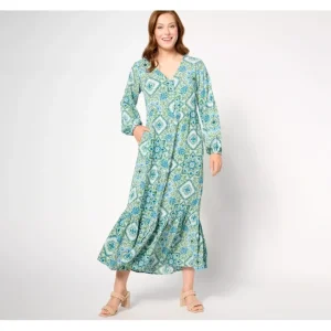 Dresses<Canyon Retreat Printed Button Front Maxi Dress - a world of fashionable women's clothing, including a wide selection of dresses and trendy accessories.