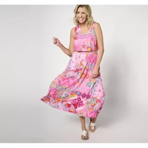 Dresses<Canyon Retreat Printed Lace Back Midi Dress - a world of fashionable women's clothing, including a wide selection of dresses and trendy accessories.