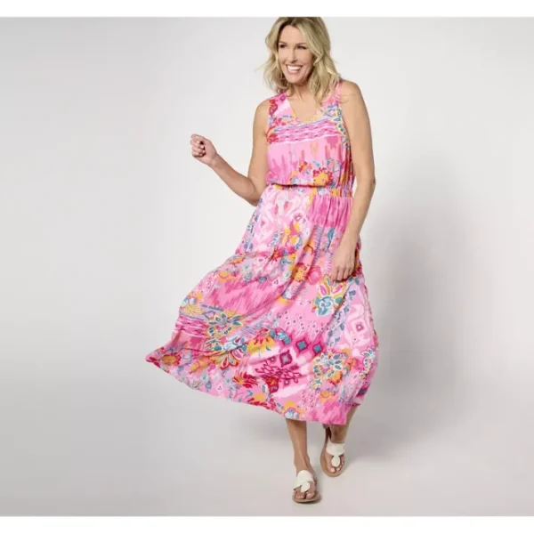 Dresses<Canyon Retreat Printed Lace Back Midi Dress - a world of fashionable women's clothing, including a wide selection of dresses and trendy accessories.