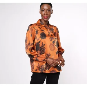 Fashion<Canyon Retreat Printed Long Sleeve Silky Blouse - a world of fashionable women's clothing, including a wide selection of dresses and trendy accessories.