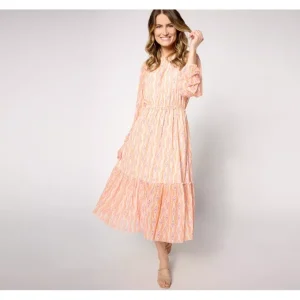 Dresses<Canyon Retreat Printed Mesh Ruffle Detail Midi Dress - a world of fashionable women's clothing, including a wide selection of dresses and trendy accessories.
