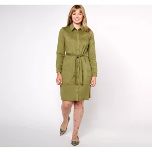 Dresses<Canyon Retreat Regular Belted Snap Front Faux Suede Dress - a world of fashionable women's clothing, including a wide selection of dresses and trendy accessories.