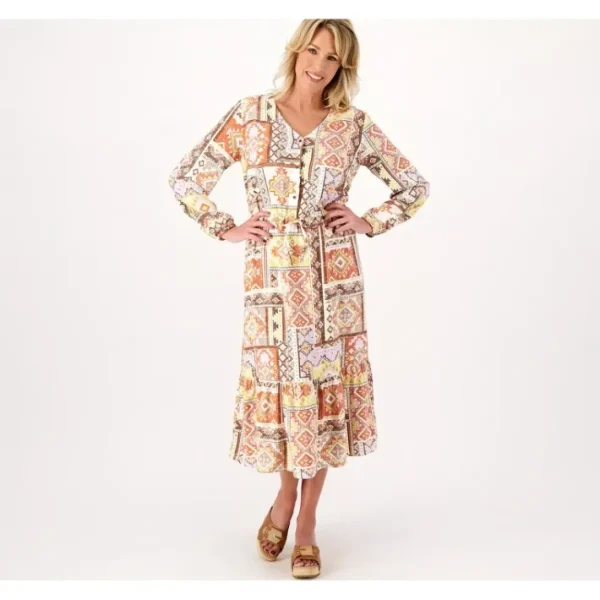 Dresses<Canyon Retreat Regular Printed Tiered Midi Dress - a world of fashionable women's clothing, including a wide selection of dresses and trendy accessories.
