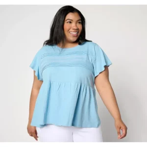 Fashion<Canyon Retreat Short Sleeve Crew Neck w/ Lace Details - a world of fashionable women's clothing, including a wide selection of dresses and trendy accessories.