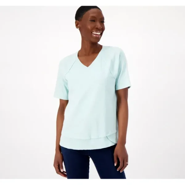 Shop All<Canyon Retreat V-Neck Top w/ Raw Hem Detail - a world of fashionable women's clothing, including a wide selection of dresses and trendy accessories.