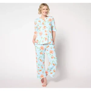 Fashion<Carole Hochman 3/4 Sleeve Top and Wide Leg Crop Pant Sleep Set - a world of fashionable women's clothing, including a wide selection of dresses and trendy accessories.