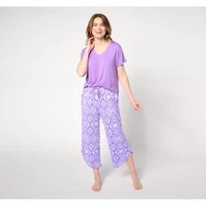 Fashion<Carole Hochman Lace Trim Tee with Ruffle Waist Crop Pajamas - a world of fashionable women's clothing, including a wide selection of dresses and trendy accessories.