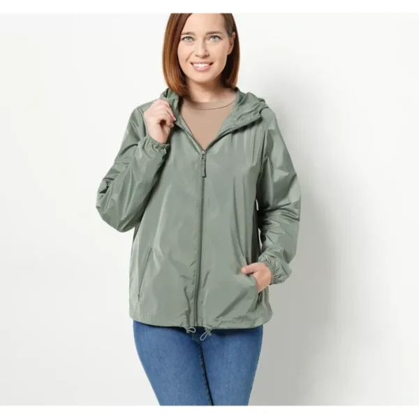 Shop All<Centigrade Water Resistant Hooded Zip Front Jacket - a world of fashionable women's clothing, including a wide selection of dresses and trendy accessories.