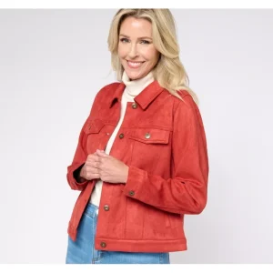 Fashion<Classic Faux Suede Jacket - a world of fashionable women's clothing, including a wide selection of dresses and trendy accessories.
