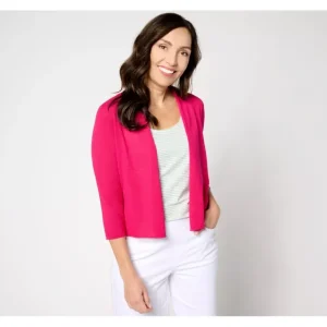Coldwater Creek Essential Open Front Shrug with 3/4 Sleeves - a world of fashionable women's clothing, including a wide selection of dresses and trendy accessories.> Dresses