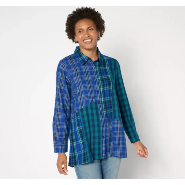 Shop All<Coldwater Creek Into the Mix Plaid Tunic - a world of fashionable women's clothing, including a wide selection of dresses and trendy accessories.