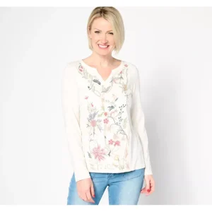 Fashion<Coldwater Creek Spring Spree Top with Split Neckline - a world of fashionable women's clothing, including a wide selection of dresses and trendy accessories.