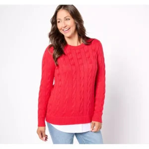 Fashion<Crew Neck Long Sleeve Cable Sweater Layered Look Top - a world of fashionable women's clothing, including a wide selection of dresses and trendy accessories.