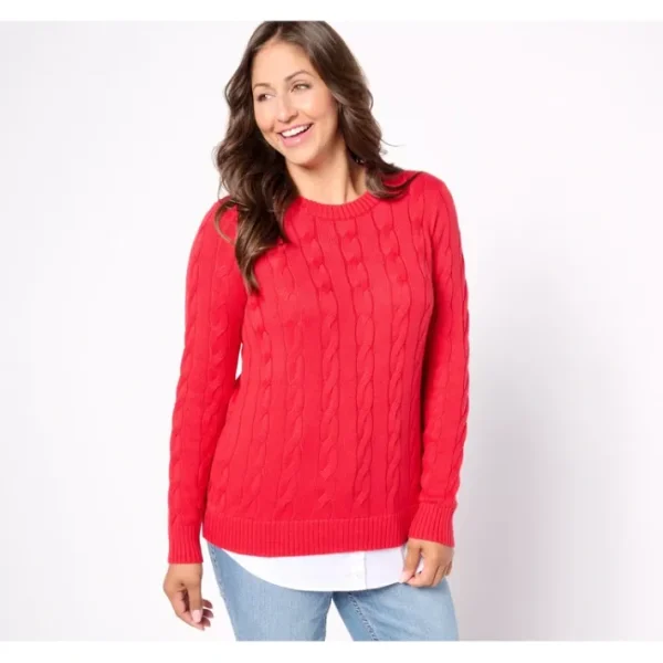 Fashion<Crew Neck Long Sleeve Cable Sweater Layered Look Top - a world of fashionable women's clothing, including a wide selection of dresses and trendy accessories.