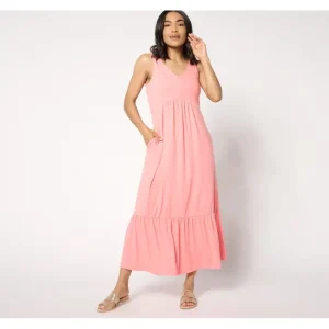 Dresses<Cuddl Duds Flexwear V-Neck Maxi Dress - a world of fashionable women's clothing, including a wide selection of dresses and trendy accessories.