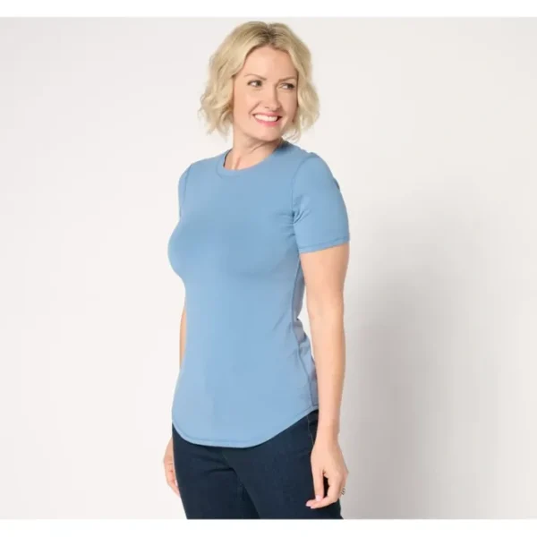 Shop All<Cuddl Duds Layers Cottonwear+ Curve Hem T-Shirt - a world of fashionable women's clothing, including a wide selection of dresses and trendy accessories.