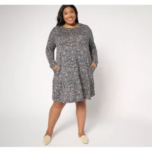 Dresses<Cuddl Duds Seriously Tiered Hem Lounge Dress - a world of fashionable women's clothing, including a wide selection of dresses and trendy accessories.