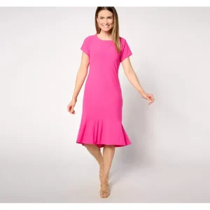 Dennis Basso Caviar Knit Dress with Flounce - a world of fashionable women's clothing, including a wide selection of dresses and trendy accessories.> Hat