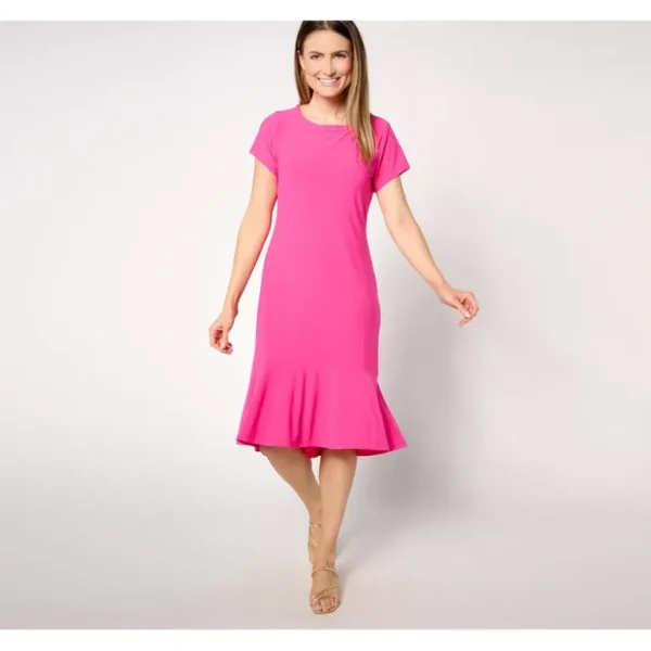 Dennis Basso Caviar Knit Dress with Flounce - a world of fashionable women's clothing, including a wide selection of dresses and trendy accessories.> Hat