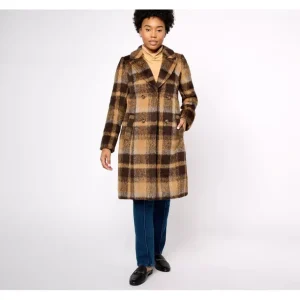 Dennis Basso Choice of Plaid or Solid Button Front Coat - a world of fashionable women's clothing, including a wide selection of dresses and trendy accessories.> Coats