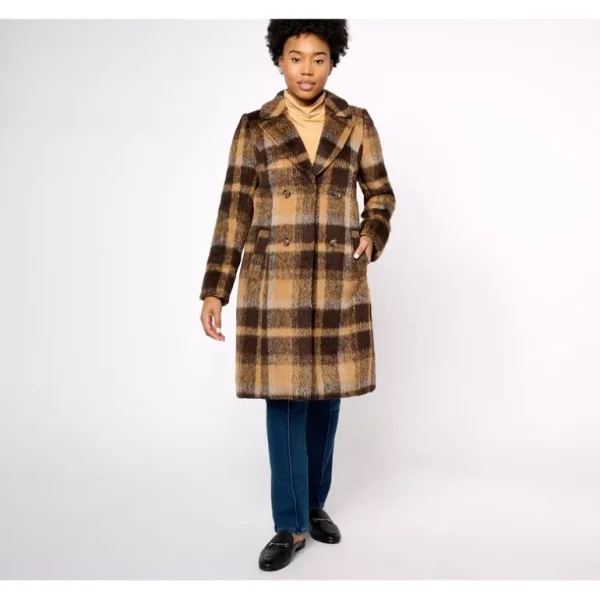 Dennis Basso Choice of Plaid or Solid Button Front Coat - a world of fashionable women's clothing, including a wide selection of dresses and trendy accessories.> Coats